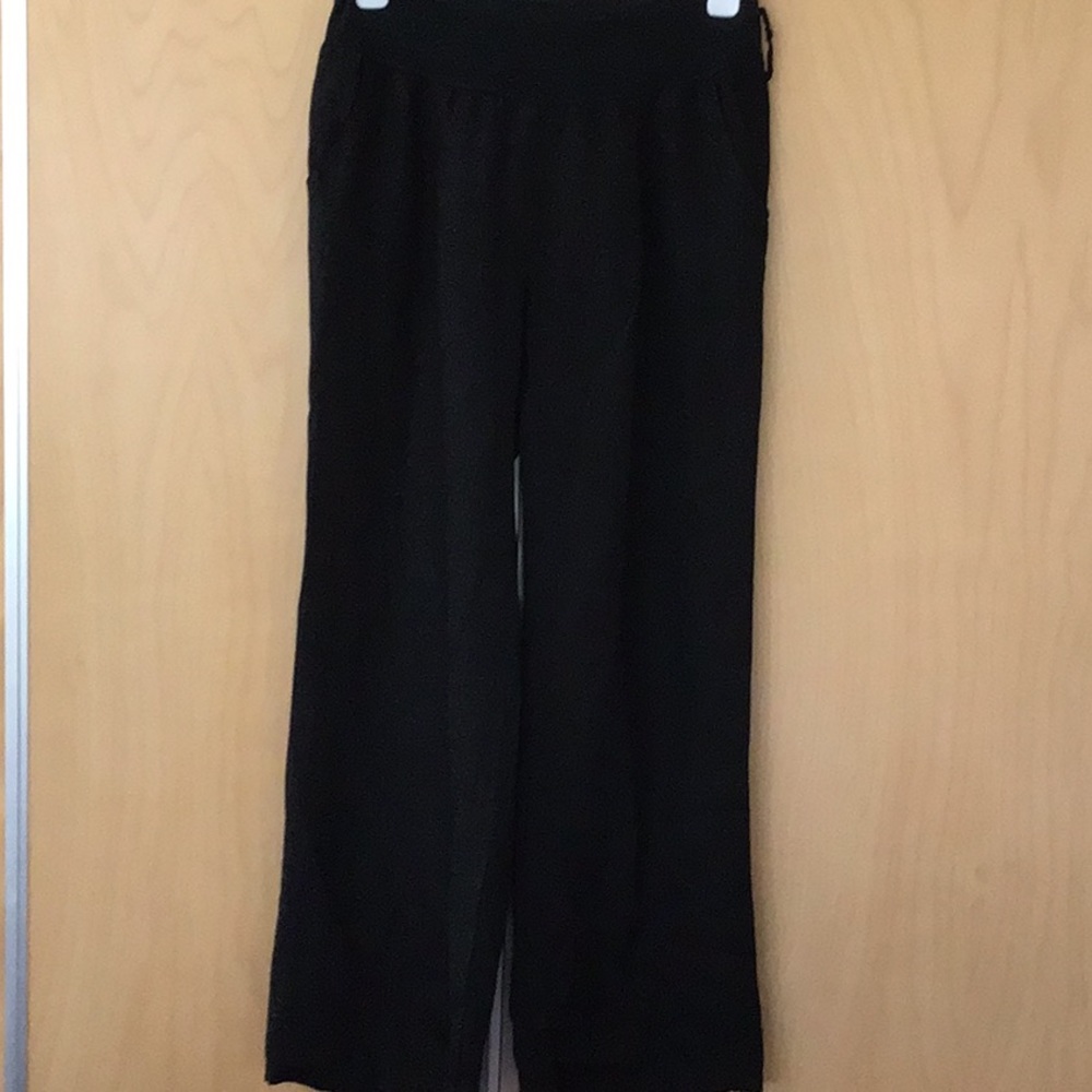 Black XXL linen knit waist pants, side pockets